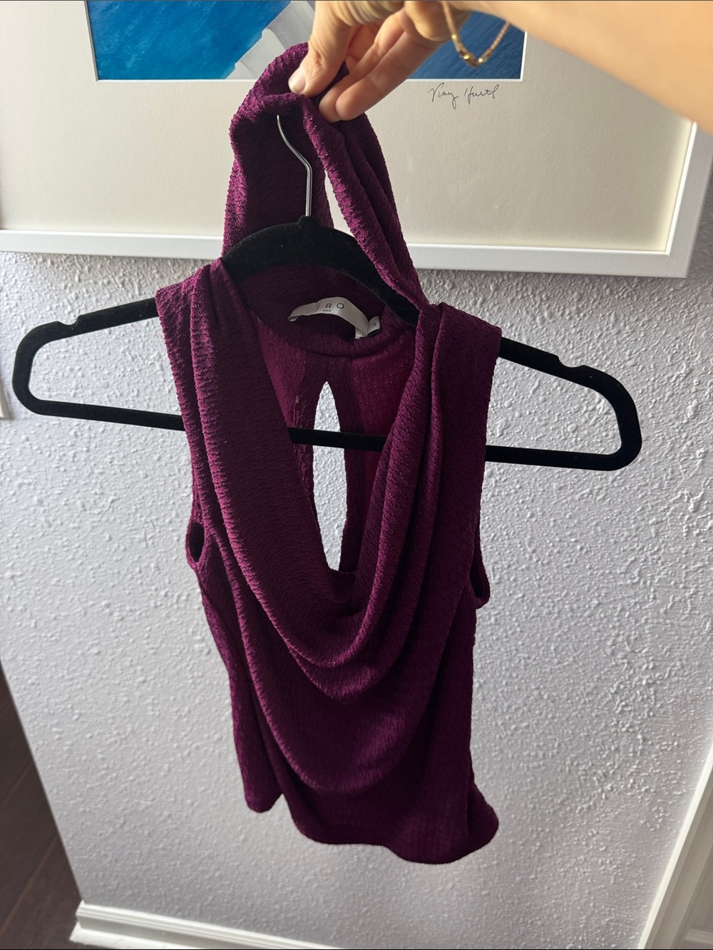 IRO Draped Cowl Neck Sleeveless Top - Plum